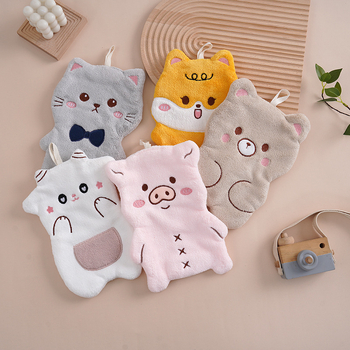 Naujas mažas animacinis rankšluostis, nosinaitė, animacinis rankšluostis, kurį galima pakabinti virtuvėje, koralų vilnos, minkštas, sugeriantis, siuvinėtas, rankų darbo servetėlė