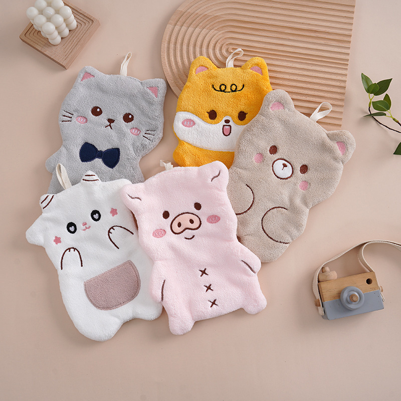 Naujas mažas animacinis rankšluostis, nosinaitė, animacinis rankšluostis, kurį galima pakabinti virtuvėje, koralų vilnos, minkštas, sugeriantis, siuvinėtas, rankų darbo servetėlė