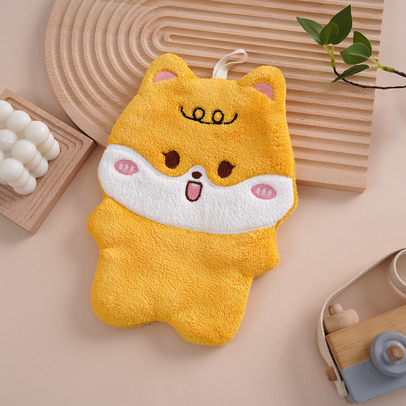 Naujas mažas animacinis rankšluostis, nosinaitė, animacinis rankšluostis, kurį galima pakabinti virtuvėje, koralų vilnos, minkštas, sugeriantis, siuvinėtas, rankų darbo servetėlė