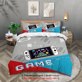 Tarpvalstybiniai „Amazon“ vaizdo žaidimų aparatų spausdinimo patalynės trijų dalių antklodės užvalkalų pagalvių užvalkalai 90 šlifavimo audinių gamintojai