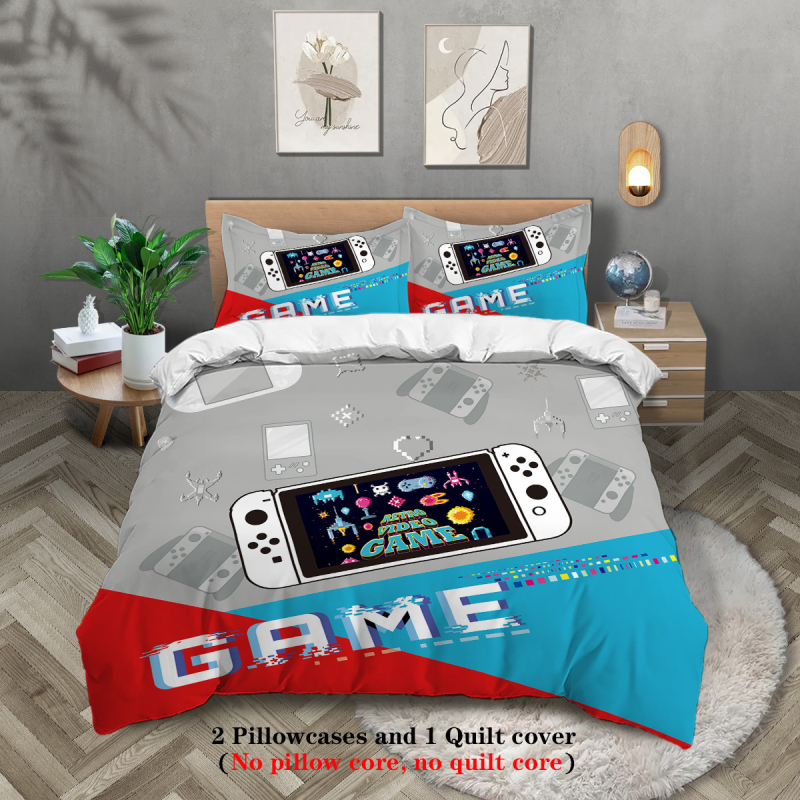 Tarpvalstybiniai „Amazon“ vaizdo žaidimų aparatų spausdinimo patalynės trijų dalių antklodės užvalkalų pagalvių užvalkalai 90 šlifavimo audinių gamintojai