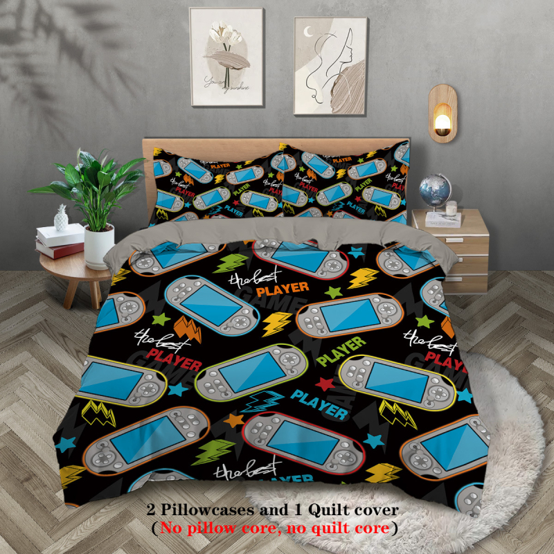 Tarpvalstybiniai „Amazon“ vaizdo žaidimų aparatų spausdinimo patalynės trijų dalių antklodės užvalkalų pagalvių užvalkalai 90 šlifavimo audinių gamintojai