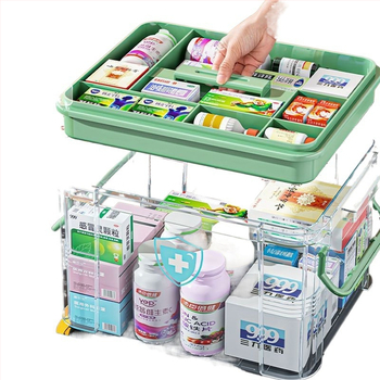 Ιαπωνικό κουτί οικιακών φαρμάκων, κουτί αποθήκευσης οικιακών φαρμάκων, κουτί αποθήκευσης φαρμάκων μεγάλης χωρητικότητας πολλαπλών στρώσεων, παιδικό Zhaozhi Li