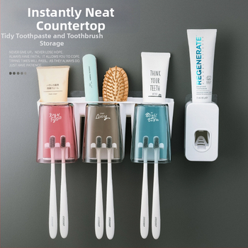 Dantų šepetėlių stovo rinkinys, daugiafunkcis dantų šepetėlio puodelis, buitinis dantų puodelis, burnos skalavimo skysčio puodelis, dantų pastos spaustukas be perforatoriaus, artefaktas