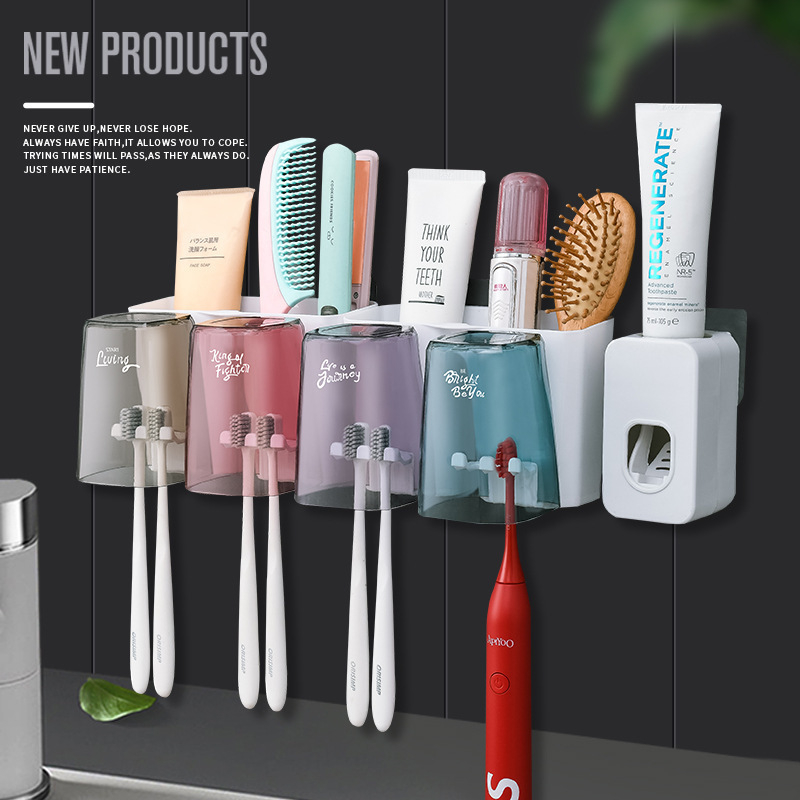 Dantų šepetėlių stovo rinkinys, daugiafunkcis dantų šepetėlio puodelis, buitinis dantų puodelis, burnos skalavimo skysčio puodelis, dantų pastos spaustukas be perforatoriaus, artefaktas