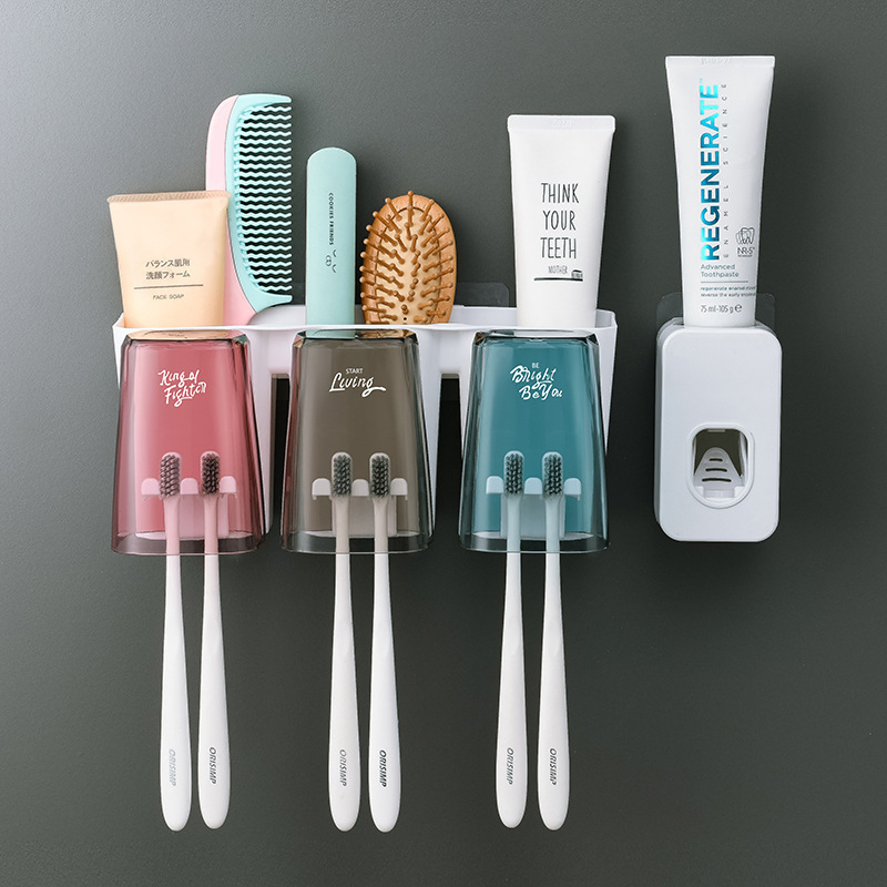 Dantų šepetėlių stovo rinkinys, daugiafunkcis dantų šepetėlio puodelis, buitinis dantų puodelis, burnos skalavimo skysčio puodelis, dantų pastos spaustukas be perforatoriaus, artefaktas