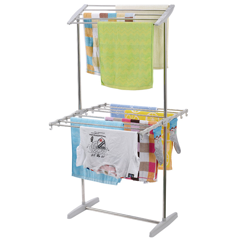 Roostevabast terasest põrandaga kahekihiline ühekorruseline rõdu siseruumides kokkupandav käterätikuivati kuivatusrest