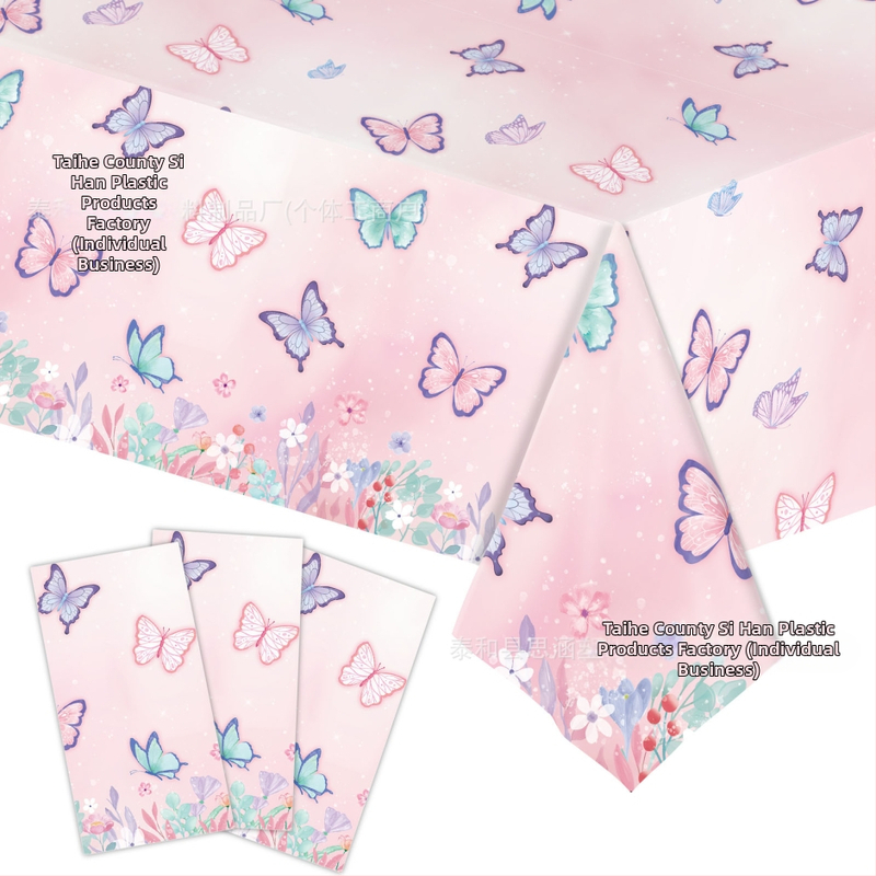 2025. aasta uus roosa liblikateemaline peolaudlina ühekordselt kasutatav sünnipäevalaudlina peokaunistuseks