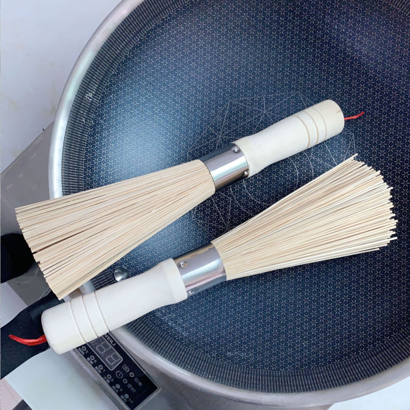 Természetes bambuszkefe, edénykefe, edénykefe, bambusz edénykefe, konyhai kefe, edénykefe, tál, háztartási tisztítókefe, bambusz szakácsseprű