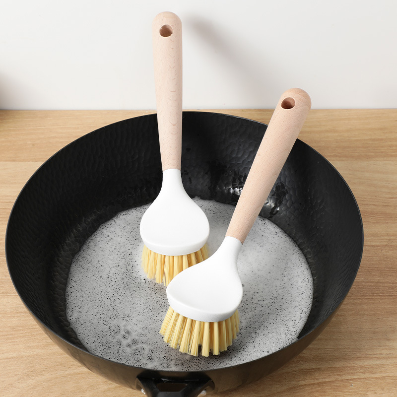 Ξύλινη βούρτσα πλύσης κατσαρόλας με μακριά λαβή που δεν λυγίζει για να καθαρίσει βούρτσα κατσαρόλας οικιακή κουζίνα αντικολλητική βούρτσα πλύσης κατσαρόλας τεχνούργημα πλύσης κατσαρόλας