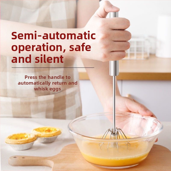 Pusiau automatinis nerūdijančio plieno kiaušinių plaktuvas, rankinis kiaušinių trintuvas, grietinėlės burbulų plaktuvas, mažas kepimo įrankis