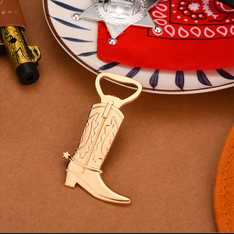 Deschizător de sticle de bere auriu pentru pantofi europeni, deschidere de sticle, nuntă, ceremonie, petrecere, cadou mic, aliaj, cizme de cowboy