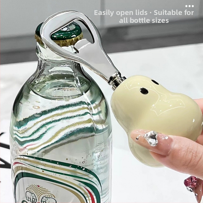 Kriaušės formos besišypsančio butelio atidarytuvas, keraminis nešiojamas atidarytuvas, mielas vyno butelio atidarytuvas, alaus butelis