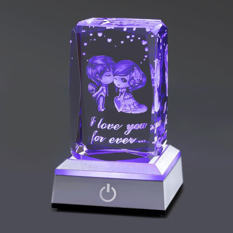 Kristāla kuba rožu zieds Amazon pārrobežu Aliexpress 3D vairumtirdzniecības krāsaina gaismas bāzes kristāla lampa kristāla akmens
