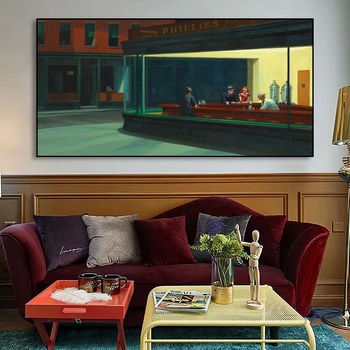 Edward Hope`i Ööreisija Dekoratiivmaal Baari taust Seinale riputatav maal Nighthawk Art Õlimaal Elutoa Vintage Murals