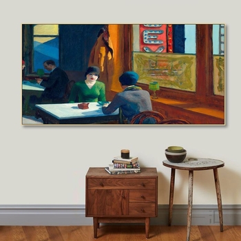 Edward Hope`i Ööreisija Dekoratiivmaal Baari taust Seinale riputatav maal Nighthawk Art Õlimaal Elutoa Vintage Murals