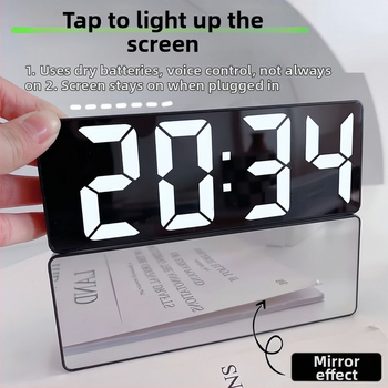 Ceas cu oglindă, ceas cu alarmă, ceas inteligent, mut, monitor de timp, dormitor, ceas electronic digital, decorare desktop