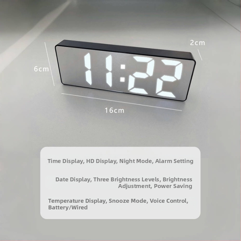 Ceas cu oglindă, ceas cu alarmă, ceas inteligent, mut, monitor de timp, dormitor, ceas electronic digital, decorare desktop