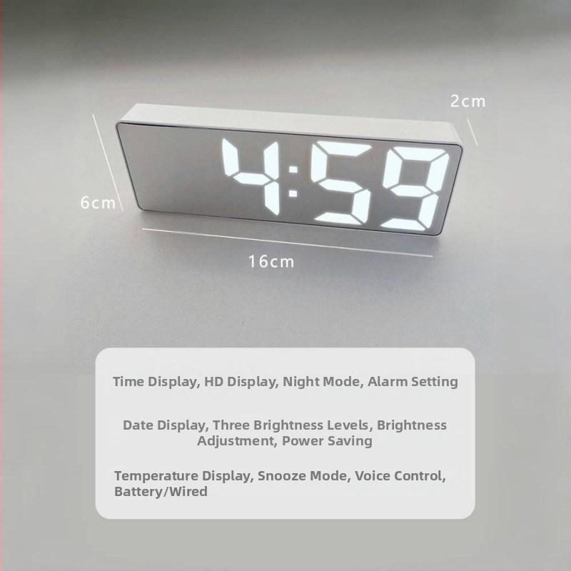 Ceas cu oglindă, ceas cu alarmă, ceas inteligent, mut, monitor de timp, dormitor, ceas electronic digital, decorare desktop