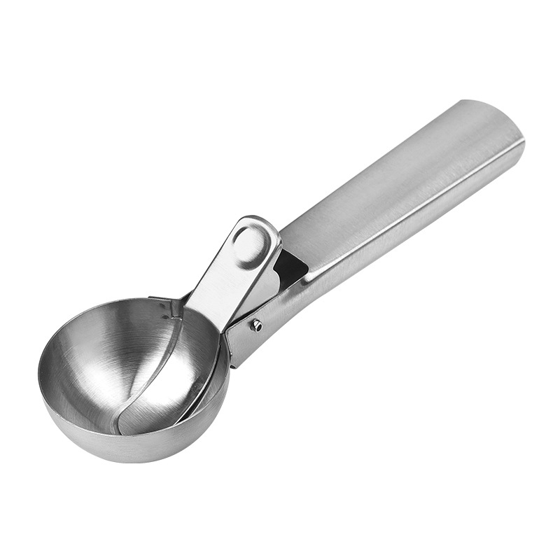 Nerūdijančio plieno ledų šaukšto preso tipo ledų kamuoliukų kastuvas, kūrybingas daugiafunkcis vaisių kamuoliukų kastuvas ledų šaukštas