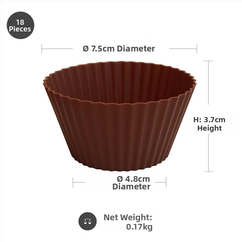 Silikonski kalup za torte Mafen, kalup za pećnicu na visokoj temperaturi, kalup za pečenje rižinih kolača i čokolade, 18 kalupa