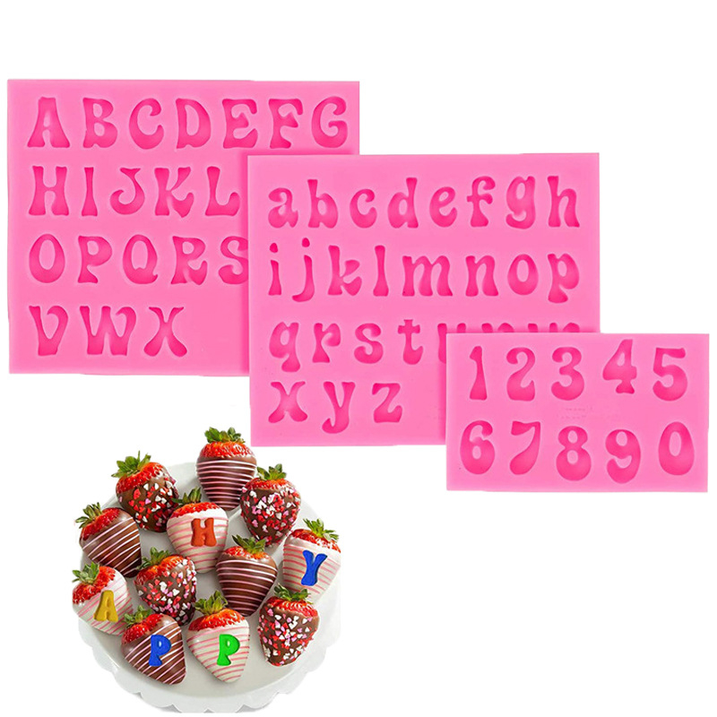 26 angliškos didžiosios ir mažosios raidės bei skaičiai. Silikoninė formelė. „Pasidaryk pats“ fondanto torto šokolado dekoravimo kepimo forma.