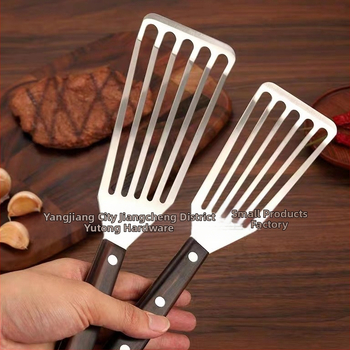 Nerūdijančio plieno keptos žuvies kastuvas kepsnių puodui kastuvas buitinis keptas keptas išsiliejęs kastuvas medinė rankena plastikinis kepimo kastuvas kepimo kastuvas virtuvės įrankiai