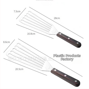 Nerūdijančio plieno keptos žuvies kastuvas kepsnių puodui kastuvas buitinis keptas keptas išsiliejęs kastuvas medinė rankena plastikinis kepimo kastuvas kepimo kastuvas virtuvės įrankiai