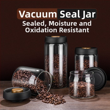 Kavos pupelių laikymo indas maistiniam stikliniam buteliui grūdų laikymo indas vakuuminiu būdu uždarytas indas