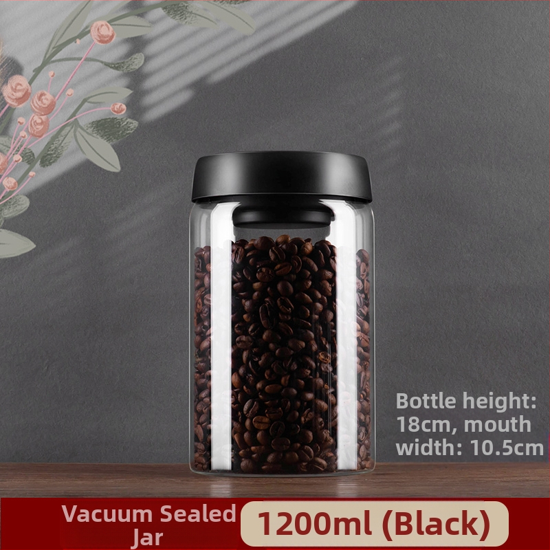 Kavos pupelių laikymo indas maistiniam stikliniam buteliui grūdų laikymo indas vakuuminiu būdu uždarytas indas