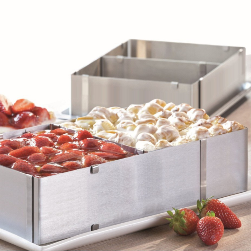 Határokon átnyúló rozsdamentes acél mousse kör sajtos lasagne forma teleszkópos kerek torta kör torta forma sütőeszköz