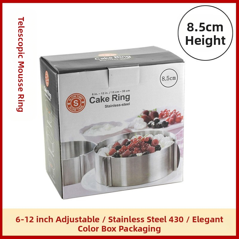 Határokon átnyúló rozsdamentes acél mousse kör sajtos lasagne forma teleszkópos kerek torta kör torta forma sütőeszköz