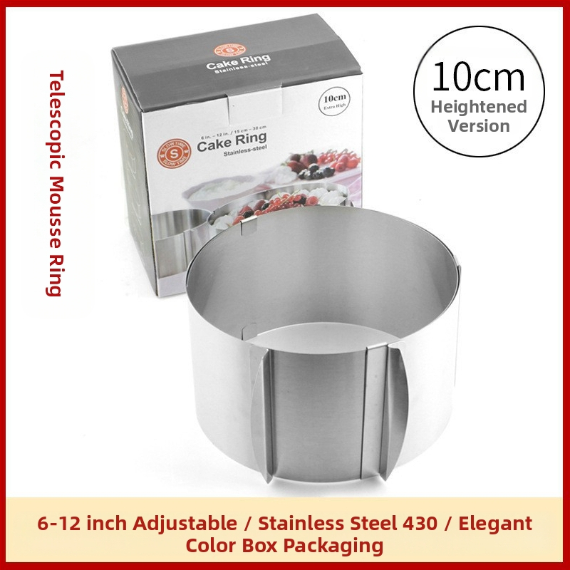 Határokon átnyúló rozsdamentes acél mousse kör sajtos lasagne forma teleszkópos kerek torta kör torta forma sütőeszköz