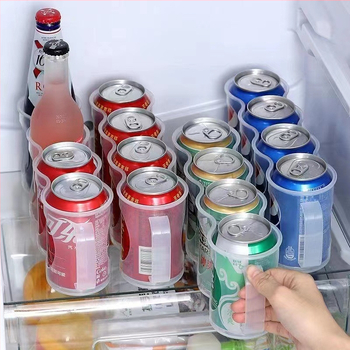 Japoniško stiliaus šaldytuvo gėrimų laikymo dėžutė maistui, keturių skyrių alaus skardinių laikymo lentynėlė, virtuvės laikymo artefaktas