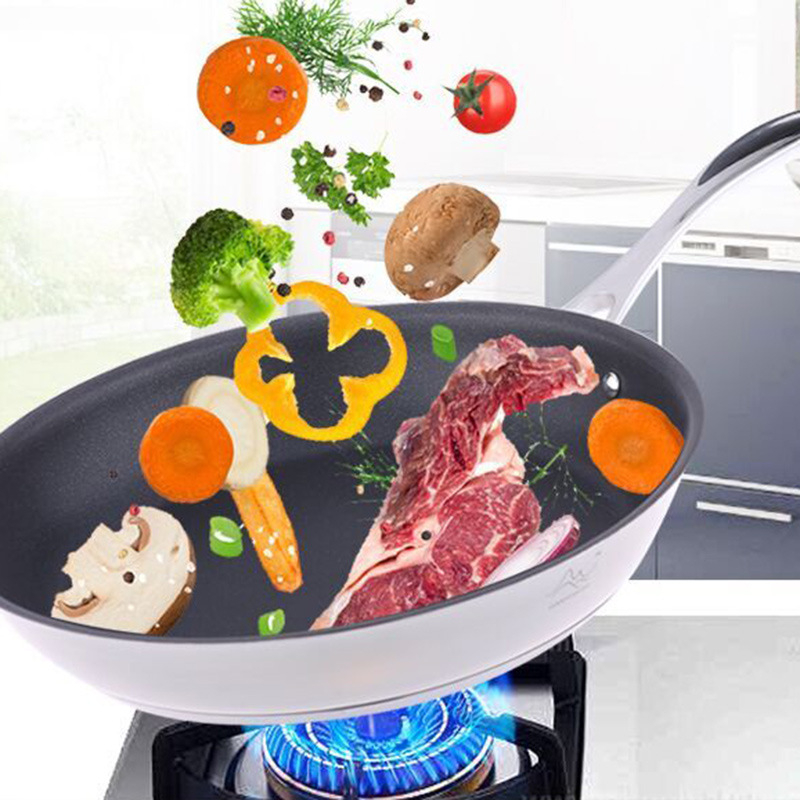 Gamintojo didmeninė prekyba keptuvėmis su nepridegančia danga, buitine keptuve, dovanų indukcine virykle, universalia 304 nerūdijančio plieno didele keptuve