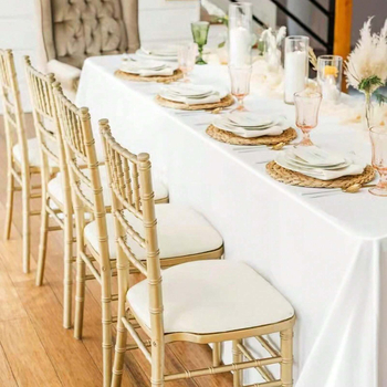 Tiesioginis tarpvalstybinis tiekimas. Paprasta grynos spalvos poliesterio satino staltiesė, 6 dalių vestuvių pokylių dekoratyvinė staltiesė.