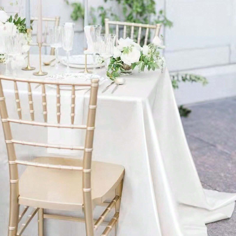 Tiesioginis tarpvalstybinis tiekimas. Paprasta grynos spalvos poliesterio satino staltiesė, 6 dalių vestuvių pokylių dekoratyvinė staltiesė.