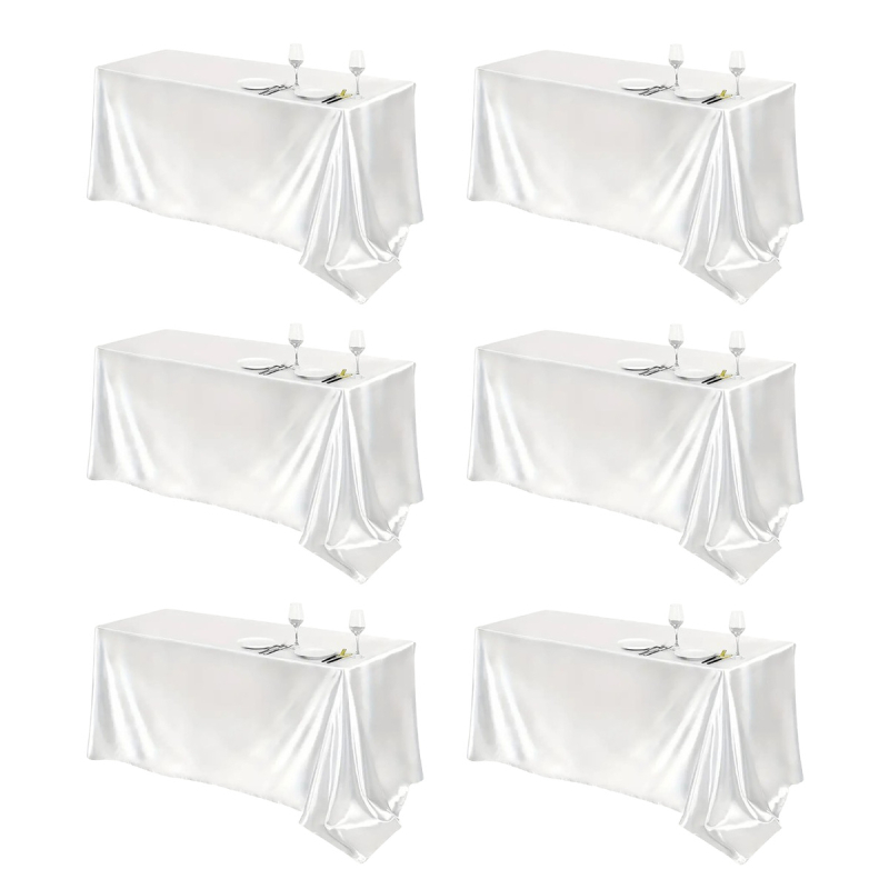 Tiesioginis tarpvalstybinis tiekimas. Paprasta grynos spalvos poliesterio satino staltiesė, 6 dalių vestuvių pokylių dekoratyvinė staltiesė.