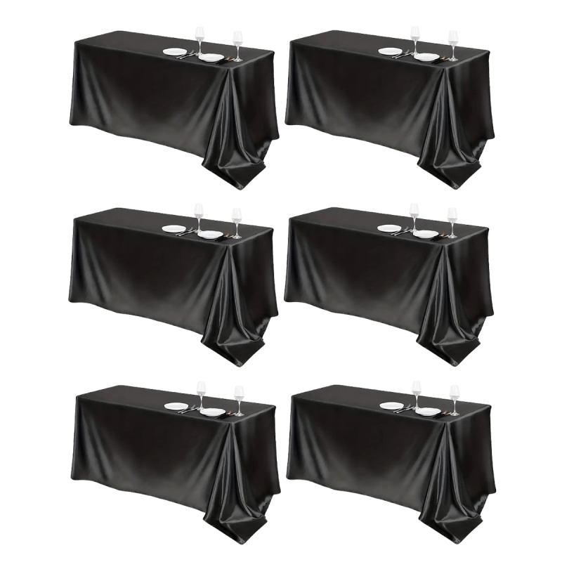 Tiesioginis tarpvalstybinis tiekimas. Paprasta grynos spalvos poliesterio satino staltiesė, 6 dalių vestuvių pokylių dekoratyvinė staltiesė.