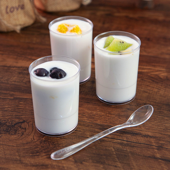 Grynas putėsis Sėlenų pudingas Želė desertinis stalas Kietas plastikinis puodelis Raudonas kūrybingas 100ML Vienkartinis skaidrus