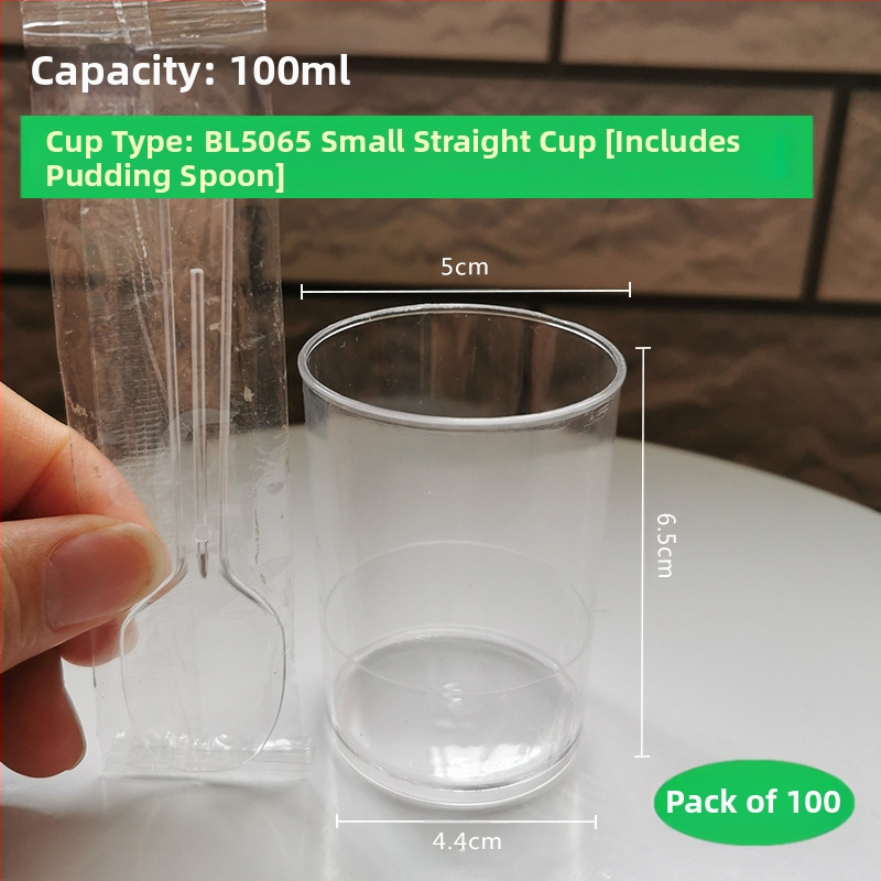 Grynas putėsis Sėlenų pudingas Želė desertinis stalas Kietas plastikinis puodelis Raudonas kūrybingas 100ML Vienkartinis skaidrus