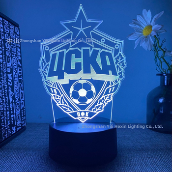 Cezhraničný horúci výpredaj 3D nočného svetla veľkoobchod futbalový klub séria Čierne diaľkové ovládanie dotykové kreatívne LED darčekové svetlo