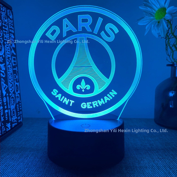 Διασυνοριακό ζεστό πώλησης τρισδιάστατο νυχτερινό φως χονδρικής ποδοσφαιρικής ομάδας σειράς μαύρου τηλεχειριστηρίου αφής δημιουργικό δώρο LED φως