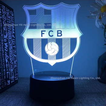 Διασυνοριακό ζεστό πώλησης τρισδιάστατο νυχτερινό φως χονδρικής ποδοσφαιρικής ομάδας σειράς μαύρου τηλεχειριστηρίου αφής δημιουργικό δώρο LED φως