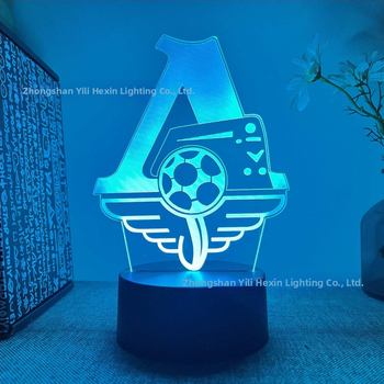 Διασυνοριακό ζεστό πώλησης τρισδιάστατο νυχτερινό φως χονδρικής ποδοσφαιρικής ομάδας σειράς μαύρου τηλεχειριστηρίου αφής δημιουργικό δώρο LED φως