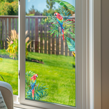 VA-F408UV akvarell roheline taim papagoi kodu klaasaken elektrostaatiline kaunistus kaunistamine kahepoolne visuaalne isekleepuv