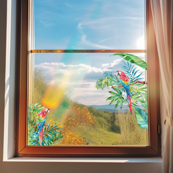 VA-F408UV akvarell roheline taim papagoi kodu klaasaken elektrostaatiline kaunistus kaunistamine kahepoolne visuaalne isekleepuv