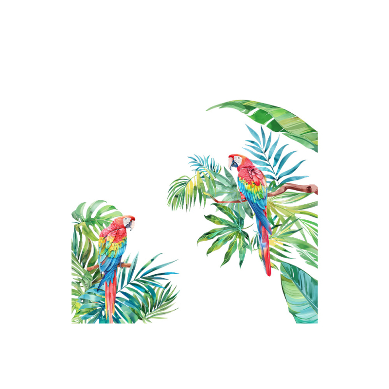 VA-F408UV akvarell roheline taim papagoi kodu klaasaken elektrostaatiline kaunistus kaunistamine kahepoolne visuaalne isekleepuv