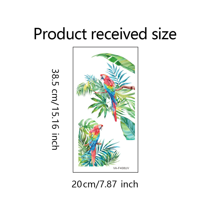 VA-F408UV akvarell roheline taim papagoi kodu klaasaken elektrostaatiline kaunistus kaunistamine kahepoolne visuaalne isekleepuv