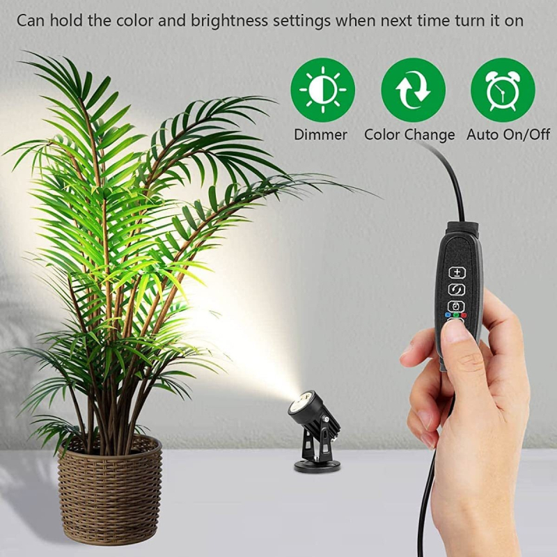 Vidinis 3 W trijų spalvų mažas prožektorius su reguliuojamu ryškumu, reguliuojama spalvų temperatūra, gali būti reguliariai komplektuojamas su važiuoklės įžeminimo kištuku vidaus kraštovaizdžio apšvietimui.